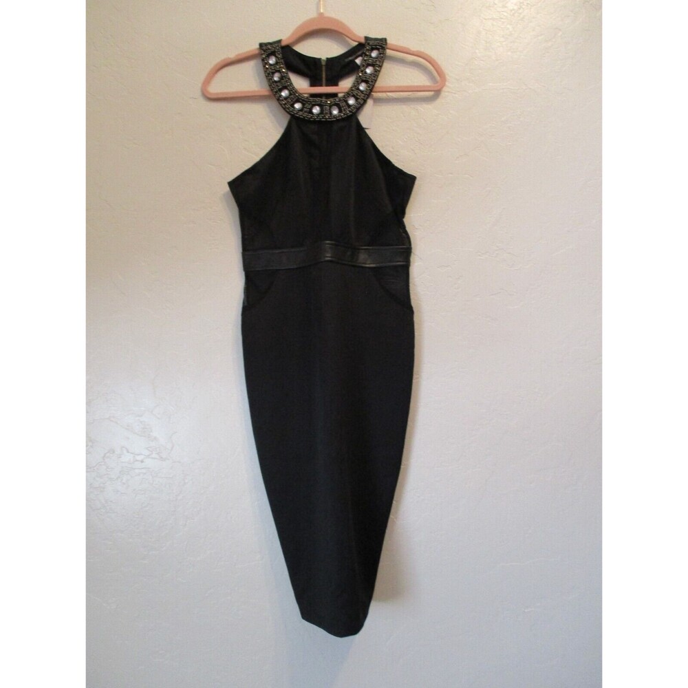 Foreign Exchange Womens Sz M Black Bodycon Going Out Dress Embellished Sexy